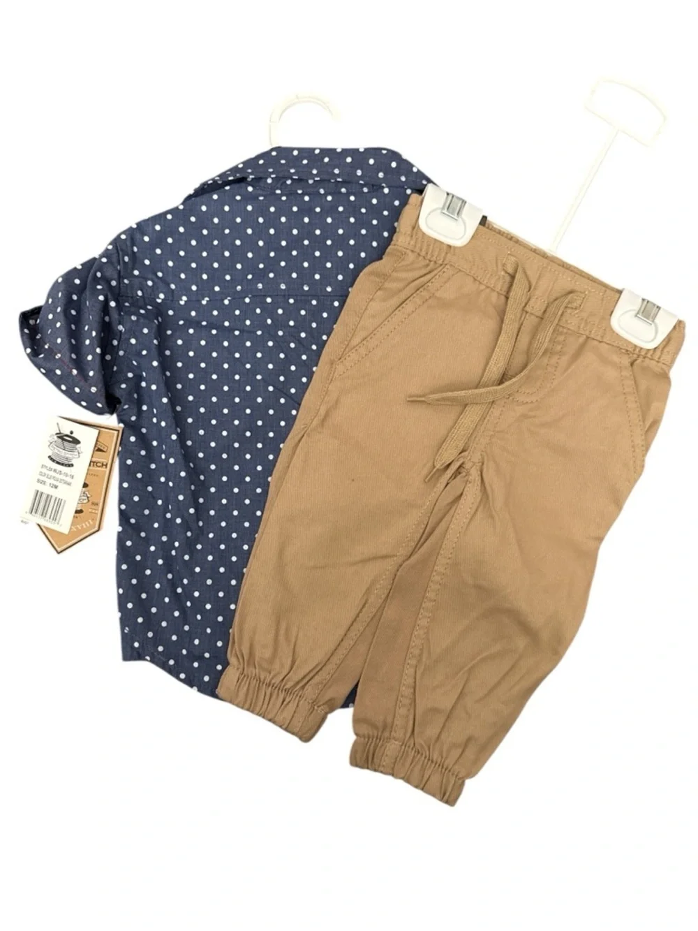Retro Stitch Polka Dot Navy Short-Sleeve Shirt Set for Kids Size 12 Months Nwt